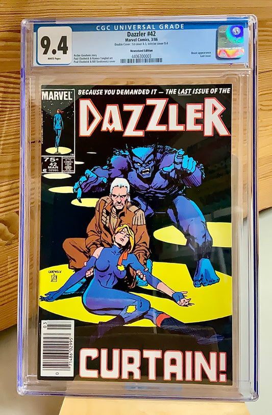 Dazzler #42 (1986) CGC 9.4 Universal Grade. Newsstand-Double Cover. Final Issue/LPR