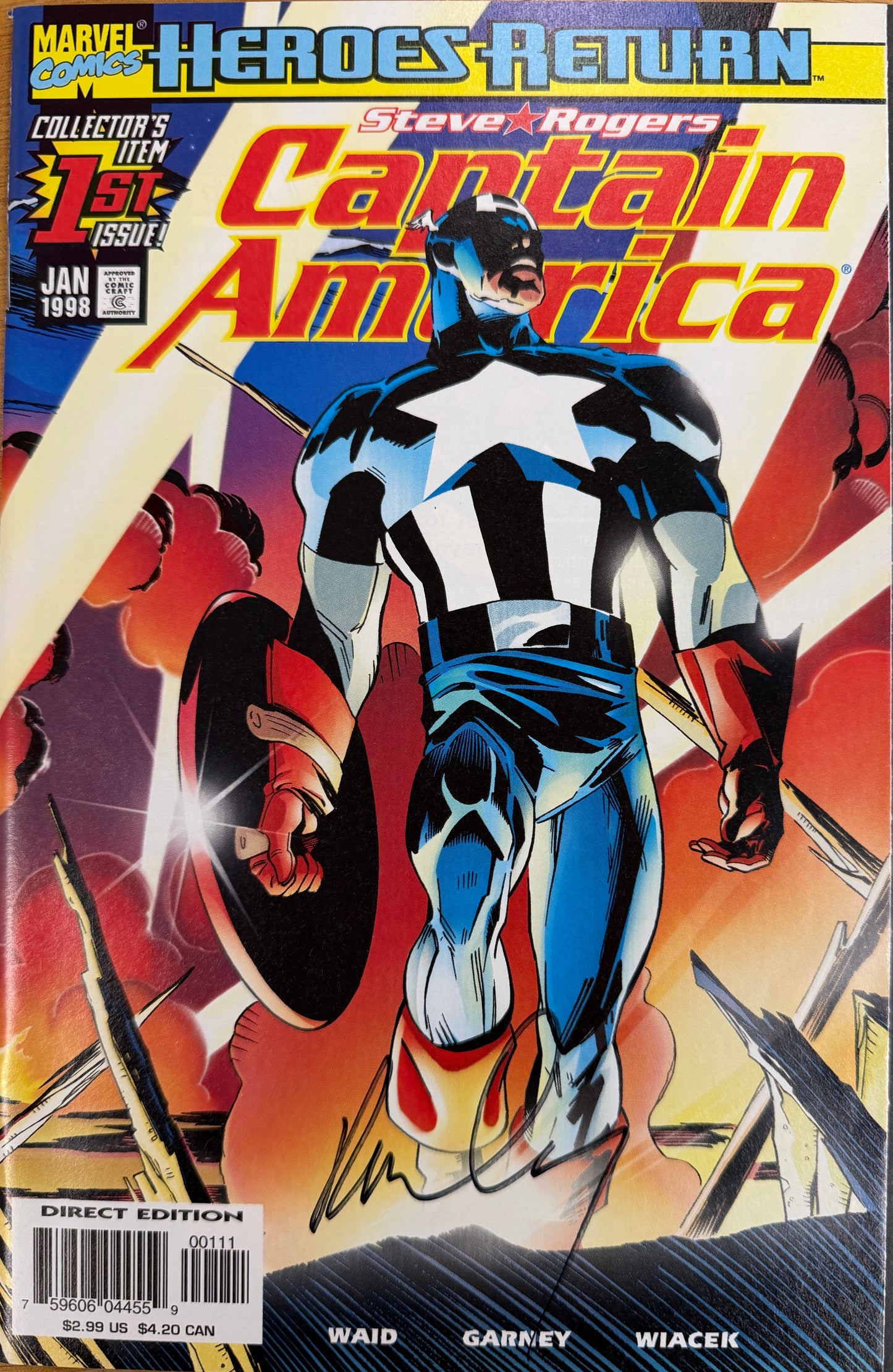Captain America (1998) #1 - Signed by Garney