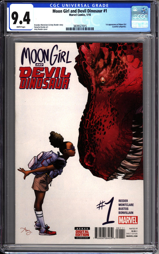 Moon Girl & Devil Dinosaur #1 (2016) CGC Universal 9.4 Grade. 1st Moon Girl/Lunella