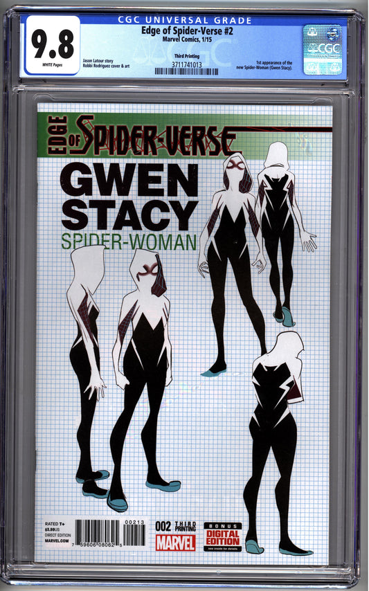Edge of Spider-Verse (2015) #2 1st Spider-Gwen - 3rd Print Design Variant - CGC 9.8