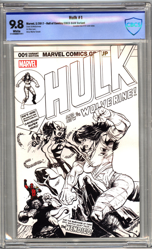 Hulk #1 (2017) Ed McGuiness Exclusive (Cover B) B&W Sketch - Hulk 181 Homage Variant- CBCS 9.8