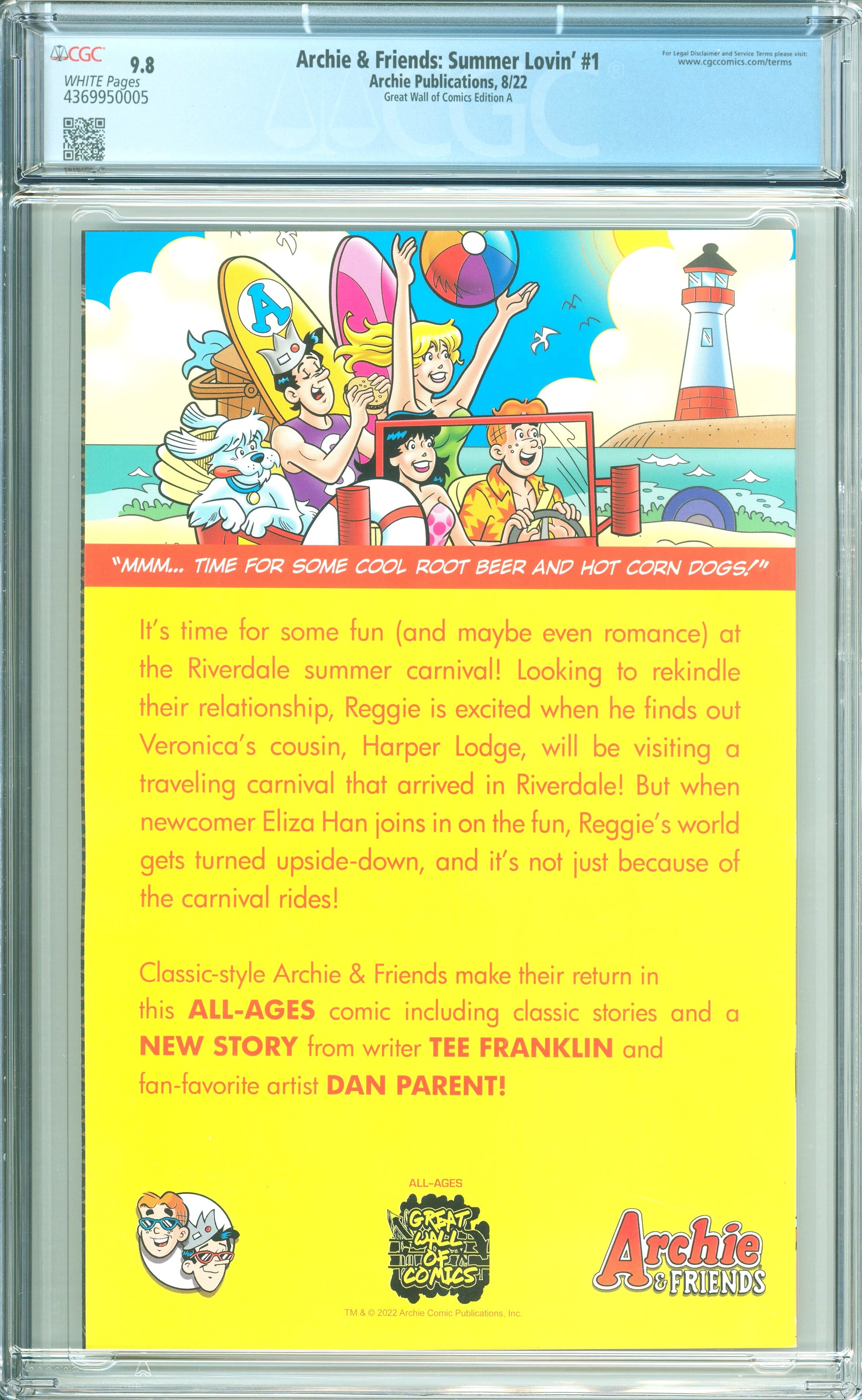 Archie & Friends Summer Lovin' #1 CGC 9.8 Graded Comic Book back