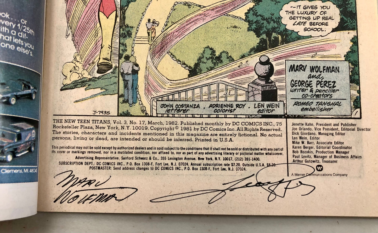 Nouveaux Teen Titans (1980) # 17 - Signature vérifiée par CBCS 8.5