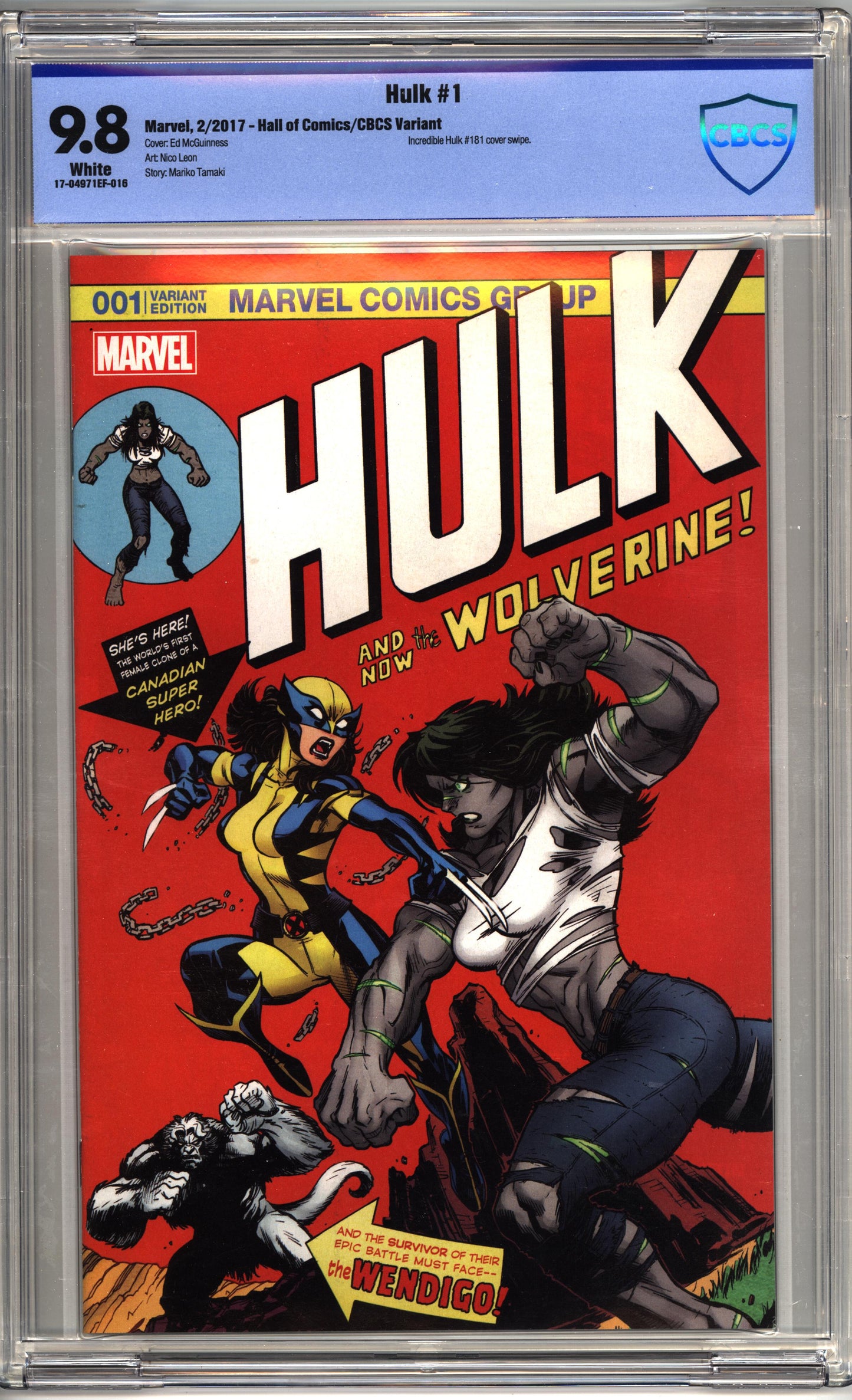 Hulk #1 (2017) Ed McGuiness Exclusive (Cover A) Full Color - Hulk 181 Homage Variant- CBCS 9.8