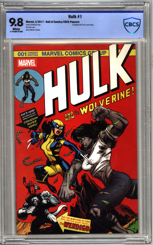 Hulk #1 (2017) Ed McGuiness Exclusive (Cover C) Deadpool Popcorn Hulk 181 Homage Variant- CBCS 9.8